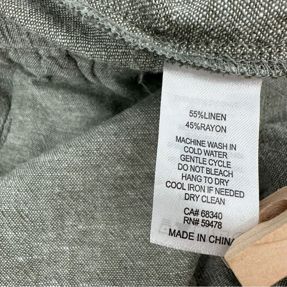 Rachel Zoe Pants Womens S Green Linen Blend Pull On Drawstring Elastic Pockets